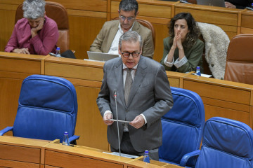 El conselleiro de Sanidade, Antonio Gómez Caamaño, responde a preguntas orales en el pleno del Parlamento gallego.