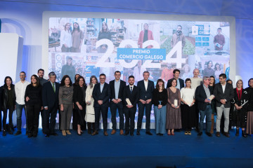 El presidente de la Xunta, Alfonso Rueda, en la entrega de los premios del Comercio Gallego 2024