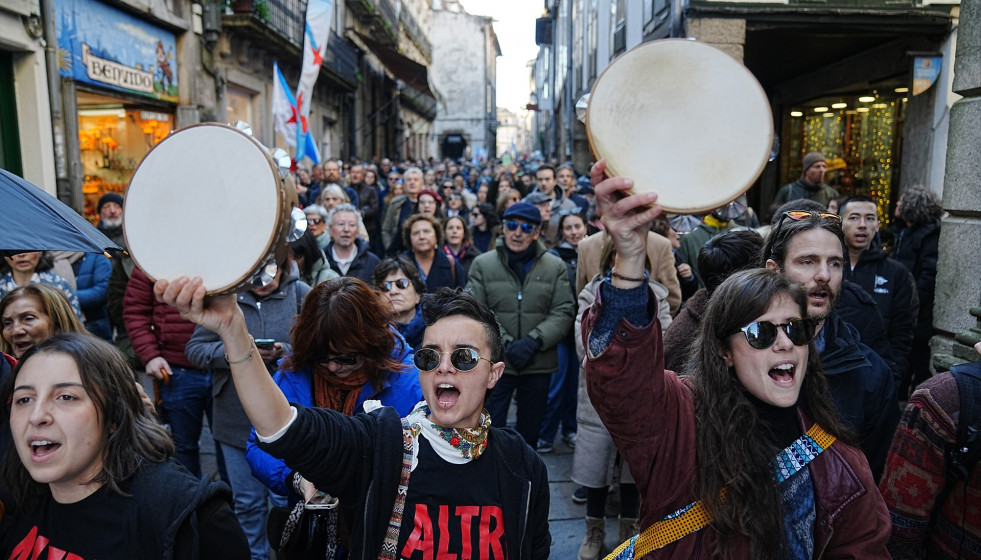 Protesta contra la empresa de celulosa Altri, a 15 de diciembre de 2024, en una foto de Álvaro Ballesteros