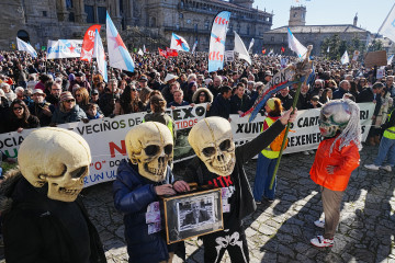 Manifestación contra el proyecto de macrocelulosa de Altri en Palas de Rei (Lugo), celebrada el 15 de diciembre de 2024 en Santiago de Compostela