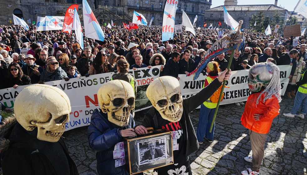 Manifestación contra el proyecto de macrocelulosa de Altri en Palas de Rei (Lugo), celebrada el 15 de diciembre de 2024 en Santiago de Compostela