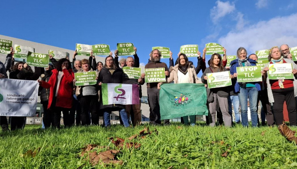 Protesta de representantes del SLG por el acuerdo UE-Mercosur