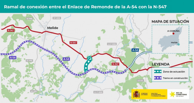 Transportes aprueba el proyecto para conectar con un ramal la A-54 y la N-547 entre Melide y Palas de Rei.