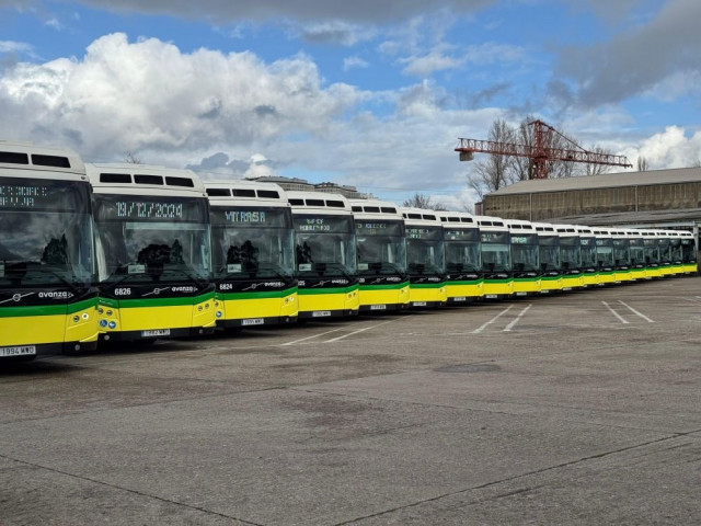 Nuevos buses de la flota de Vitrasa, concesionaria del transporte urbano colectivo en Vigo