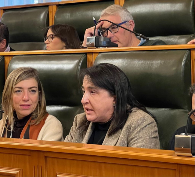 La concejala del PP de Santiago Yolanda Otero durante un pleno del ayuntamiento.