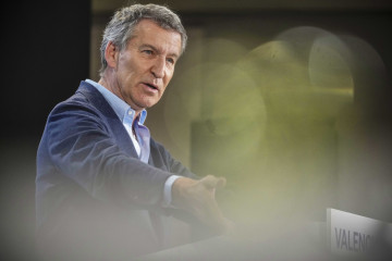 El líder del PP, Alberto Núñez Feijóo, durante una intervención.