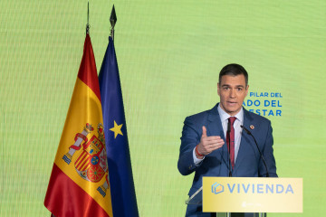 El presidente del Gobierno, Pedro Sánchez, interviene durante el foro 'Vivienda, quinto pilar del Estado del Bienestar', organizado por el Ministerio de Vivienda y Agenda Urbana, en el Museo del Ferr