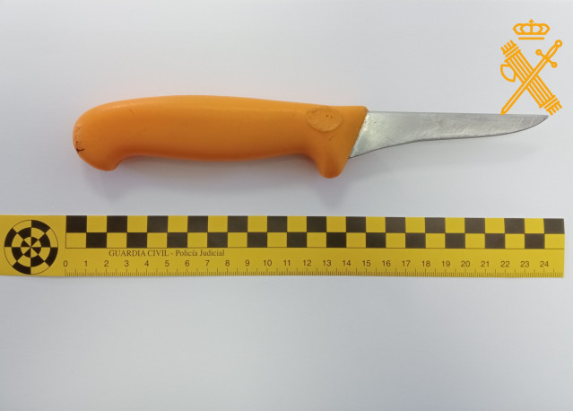 Cuchillo utilizado por el detenido para herir a su compañero