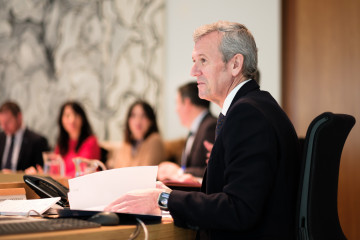 El presidente de la Xunta, Alfonso Rueda, dirige la reunión del Consello del 20 de enero de 2025.