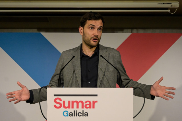 Archivo - El portavoz de Sumar Galicia, Paulo Carlos López, comparece durante el seguimiento de la jornada electoral de los comicios autonómicos de Galicia, en el Hotel Peregrino, a 18 de febrero de 2024, en Santiago de Compostela, A Coruña, Galicia.