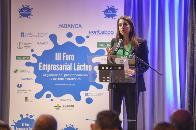 La conselleira do Medio Rural, María José Gómez, en la apertura del III Foro Empresarial Lácteo.