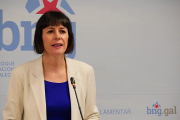 La portavoz nacional del BNG, Ana Pontón, durante la rueda de prensa.