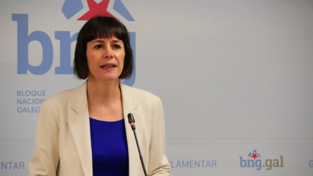 La portavoz nacional del BNG, Ana Pontón, durante la rueda de prensa.