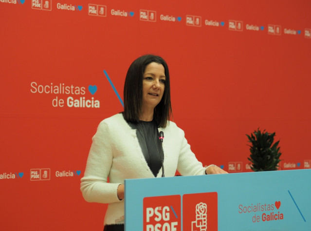 La vicesecretaria xeral del PSdeG, Lara Méndez, en rueda de prensa