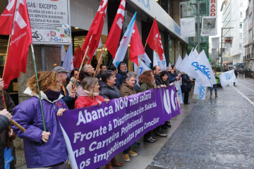 Protesta de trabajadores de Abanca en A Coruña