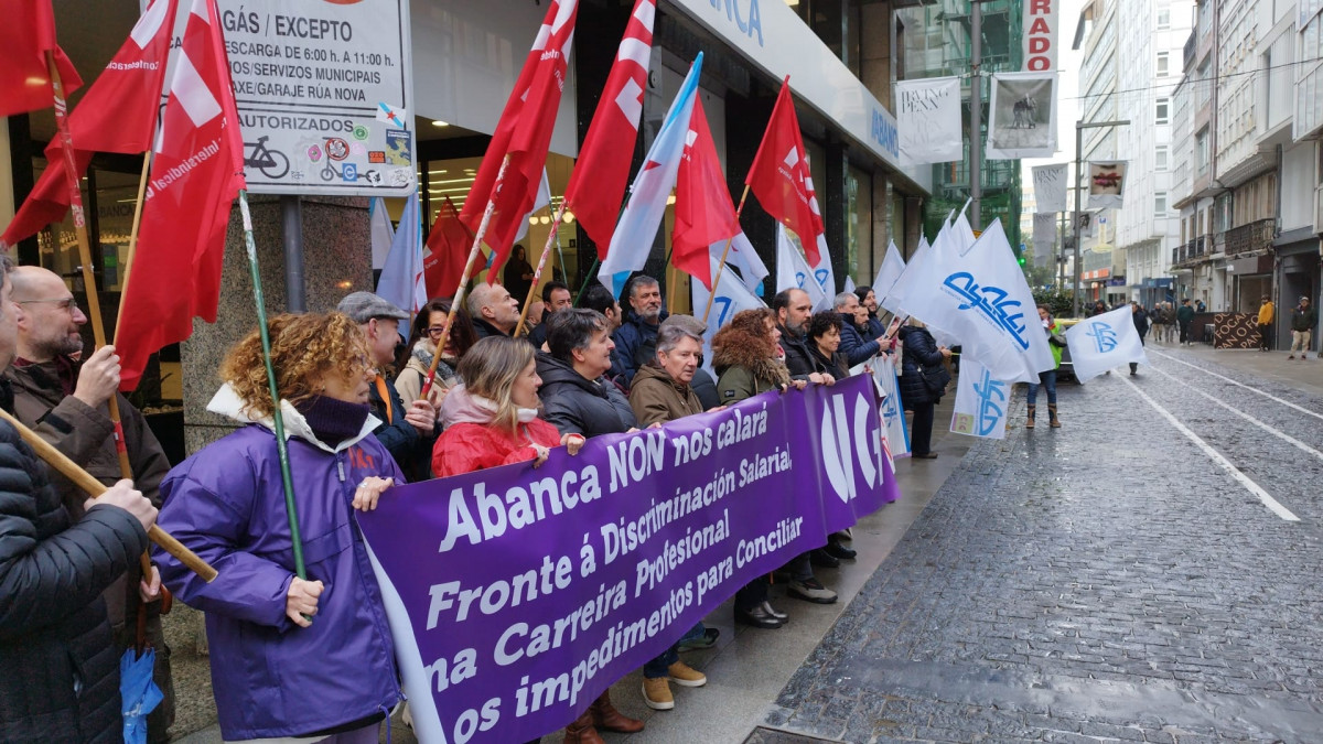 Protesta de trabajadores de Abanca en A Coruu00f1a