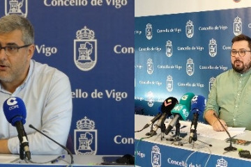 Los portavoces de los grupos de la oposición en el Ayuntamiento de Vigo, Miguel Martín del PP (izquierda) y Xabier Pérez Igrexas del BNG (derecha).