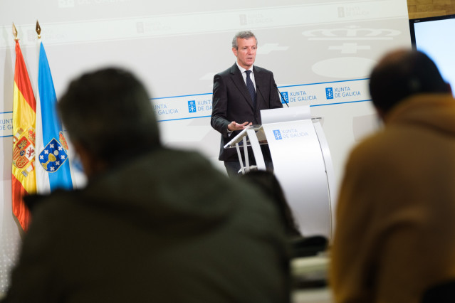 El presidente de la Xunta, Alfonso Rueda, en rueda de prensa.