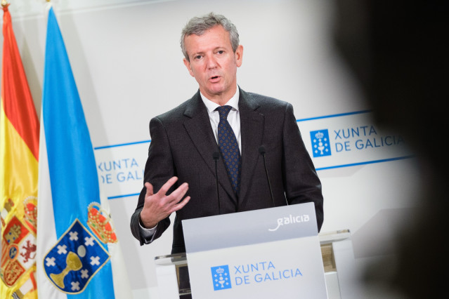 El presidente de la Xunta, Alfonso Rueda, en rueda de prensa.