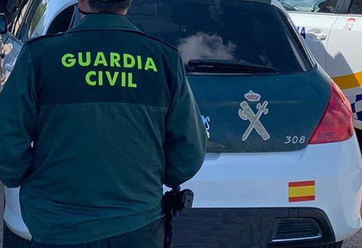 Archivo - Un agente de la Guardia Civil de espaldas y junto a un vehículo oficial del cuerpo.