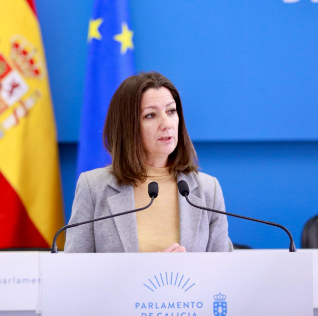 La viceportavoz parlamentaria del PSdeG Lara Méndez en rueda de prensa