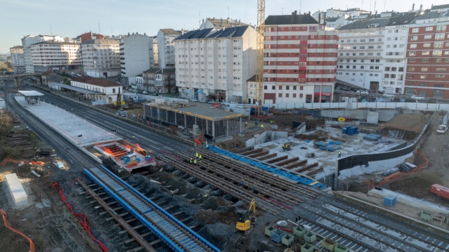 Obras en la estación de tren de Lugo.