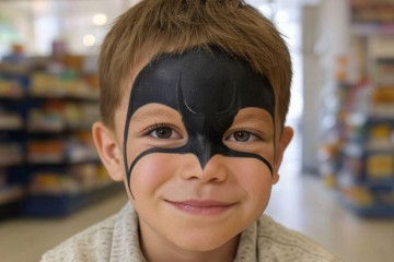 Un niño con la cara pintada para carnaval en una imagen creada por Grok IA