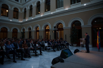 El ministro de Agricultura, Pesca y Alimentación, Luis Planas, ofrece una rueda de prensa tras un encuentro con  el comisario europeo de Agricultura y Alimentación, Christophe Hansen, en el Minister