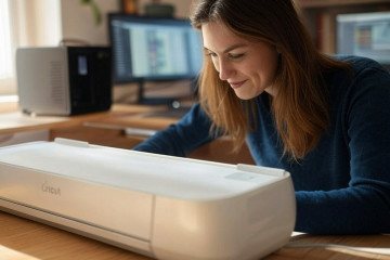 Una  mujer usando Cricut en una imagen generada por IA Grok