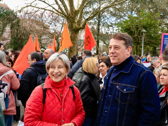 El secretario xeral del PSdeG, José Ramón Gómez Besteiro, en la manifestación.