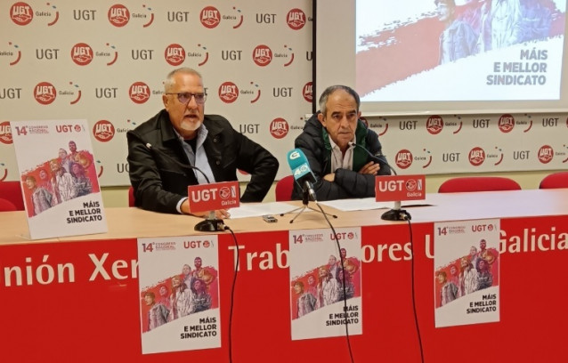 EL secretario de Organización e Administración de UGT Galicia, José Luís Fernández, y el secretario xeral de UGT Galicia, José Antonio Gómez