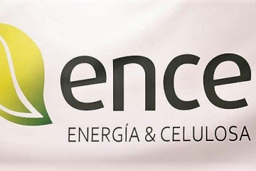 Archivo - Panel con el logo de Ence