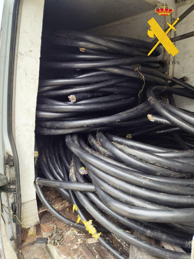 Los 1.200 kg de cables de cobre localziados por la Guardia Civil