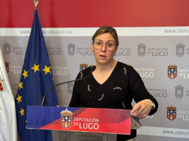 La diputada provincial del PSdeG Lugo, Pilar garcía Porto, durante la sesión de la Xunta del Gobierno de la Diputación de Lugo de este viernes