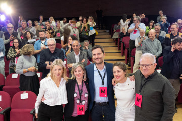 Archivo - La vicepresidenta segunda y ministra de Trabajo y Economía Social, Yolanda Díaz; la secretaria de Organización de Sumar, Lara Hernández; el portavoz de Sumar Galicia, Paulo Carlos López