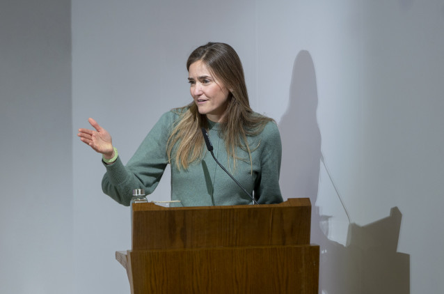 La vicepresidenta y ministra para la Transición Ecológica y el Reto Demográfico, Sara Aagesen, durante la inauguración del acto 'La mujer en la Transición Ecológica, en la sede del ministerio, a 10 de marzo de 2025, en Madrid (España).