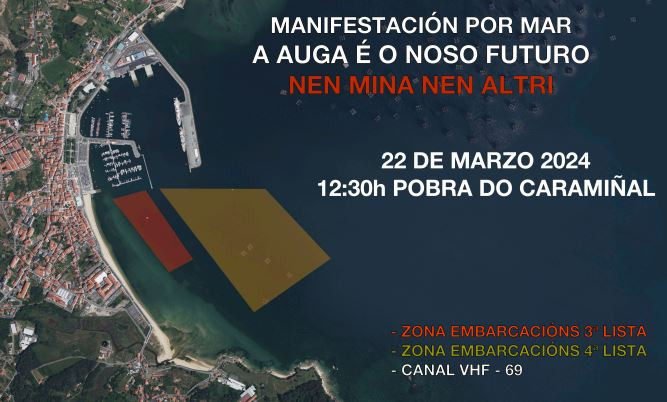 Plano para la manifestaciu00f3n contra la mina de Touro y Altri en A Pobra en una imagen de la APDR