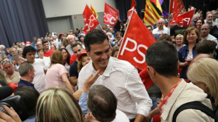 Pedro Sánchez hablando de corrupción en Viladecans